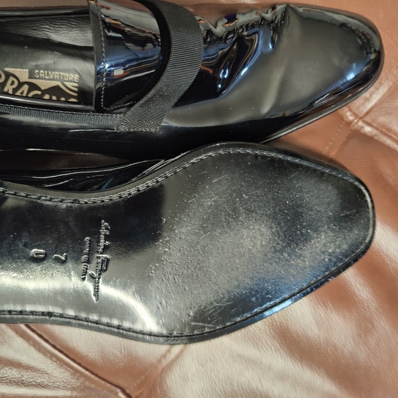 SALVATORE FERRAGAMO Black Patent Leather Tuxedo Shoes size 7 - Picture 7 of 10